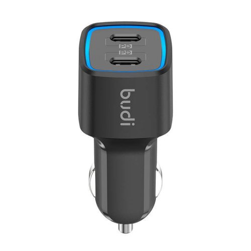 Budi 065R, 2x USB-C, PD 60W autós töltő (fekete)