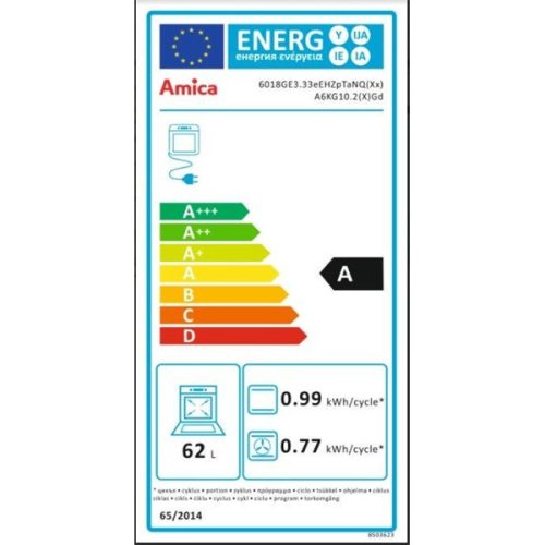 Amica 55701 inox, szabadonálló, gáz, kombinált, főzőzóna: 4, sütő:62L, grill, tűzhely