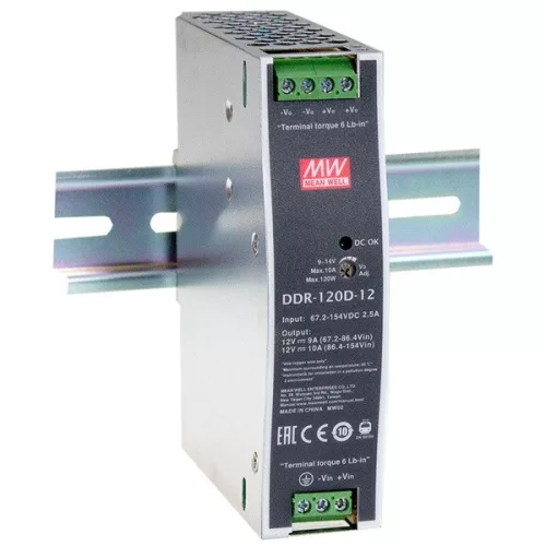 MEAN WELL DDR-120B-48 48VDC 2,1A 120W 4kV-ig szigetelt 1 kimenetű DC/DC konverter