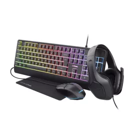   Trust GXT792 Quadrox 4in1 gamer csomag - billentyűzet,egér,egérpad és headset