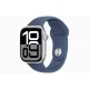Apple Watch S10 GPS (42mm) ezüst alumínium tok, denim sportszíj (S/M) okosóra