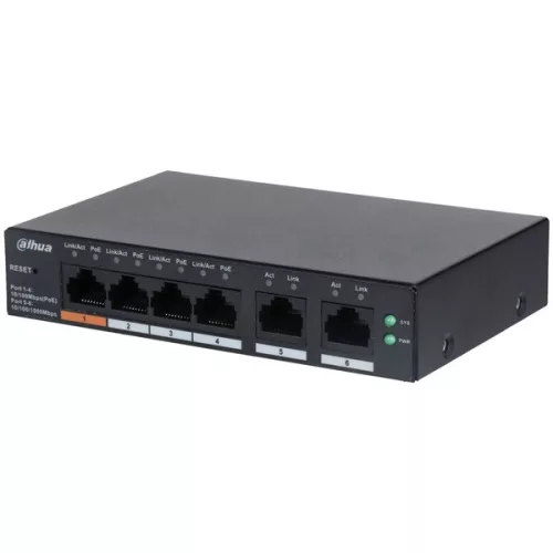 Dahua CS4006-4ET-60 4x10/100 Mbps PoE + 2x10/100 Mbps uplink/60W/Cloud Managed PoE Switch
