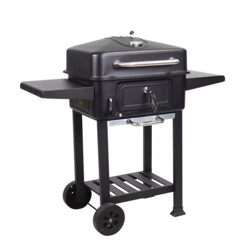 TOO BG-200B fekete BBQ faszenes grillkocsi két oldalsó asztallal