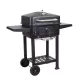 TOO BG-200B fekete BBQ faszenes grillkocsi két oldalsó asztallal