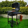 TOO BG-200B fekete BBQ faszenes grillkocsi két oldalsó asztallal