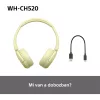 Sony WH-CH520 Bluetooth sárga fejhallgató