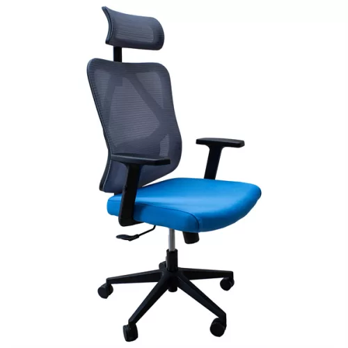 IRISOffice Eclipse kék/szürke ergonómikus, szövet-hálós irodai forgószék fej és háttámasszal