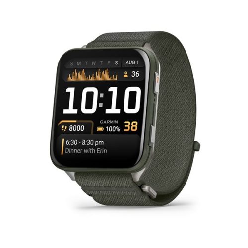 Garmin Venu X1 Titanium ComfortFit nylon szíjjal mohazöld okosóra