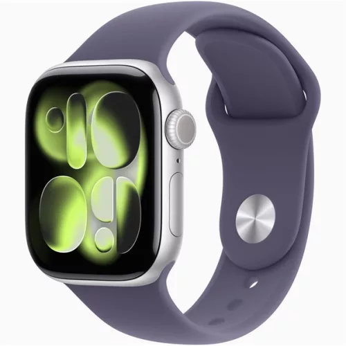 Apple Watch S11 GPS-es (42mm) ezüst alumínium tok, ködös lila S/M sportszíjas okosóra