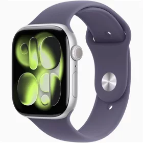  Apple Watch S11 GPS-es (46mm) ezüst alumínium tok, ködös lila M/L sportszíjas okosóra