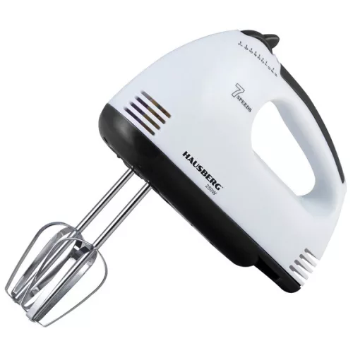 Hausberg HB-4112NG 250W-os fehér-fekete réz motorral, 7 sebességes kézimixer