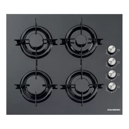 Hausberg HB-563NG fekete, beépíthető, gáz,üvegfelületű, főzőzóna:4,főzőlap