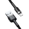 Baseus Cafule 2.4A Lightning USB-kábel 1 m (szürke-fekete)