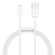 USB kábel a Lightning Baseus Superior sorozathoz, 2,4 A, 1 m (fehér)