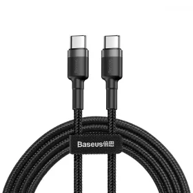   Baseus Cafule PD 2.0 USB-C – USB-C PD 2.0, QC 3.0 kábel, 60 W, 1 m (fekete-szürke)
