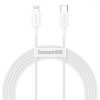 USB-C kábel a Lightning Baseus Superior sorozathoz, 20 W, PD, 2 m (fehér)
