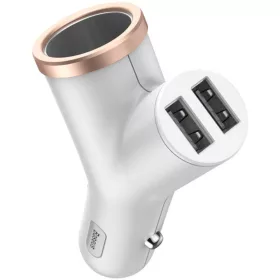 Baseus Y formájú autós töltő 2USB sz.gyujtó fehér