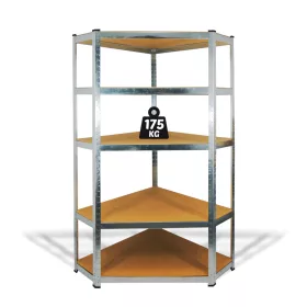   Fémpolc állvány - sarok - 5 szintes - fém - max. 175 kg - 180 x 90 x 30 cm