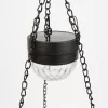 Felakasztható LED szolár - virág kaspó - fekete - műanyag - 26 x 16 cm