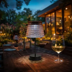   Hibás ! Szolár asztali lámpa - rózsaszín - hidegfehér LED - műanyag - 26 x 12 cm