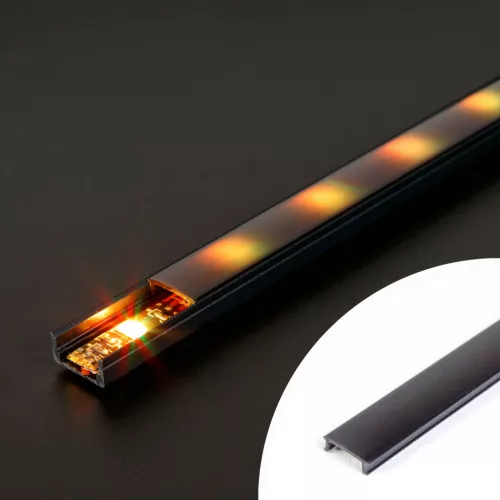 LED aluminium profil takaró búra - fekete - 2000mm (41010/41011hez)
