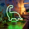 Neon LED lámpa - zöld dinoszaurusz - 3 x AA + USB - 25,9 x 8,5 x 24,3 cm