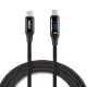 Adatkábel - Type-C / Type-C - teljesítmény kijelzéssel - fekete - 1 m - 3 A - 60W