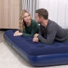 Felfújható matrac - kétszemélyes, velúr - kék - 203 x 183 x 22 cm