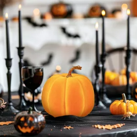   Halloween-i tök dekoráció - 16,5 cm - narancssárga - habszivacs - glitteres