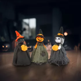 Halloween-i dekoráció - szellem, macska, tökfej - 21 cm