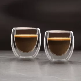 Duplafalú üveg csésze - 80 ml - 2 db / csomag