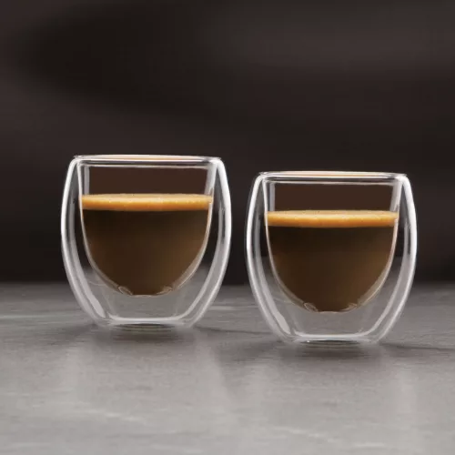 Duplafalú üveg csésze - 80 ml - 2 db / csomag