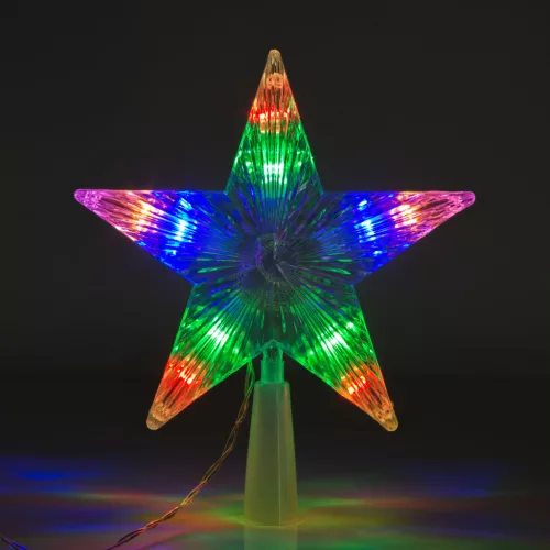 Karácsonyi LED-es csillag csúcsdísz - 10 LED - 15 cm - RGB - 2 x AA
