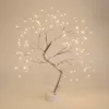 LED-es asztali fa dekoráció - melegfehér - érintőgombos, elemes, USB-s