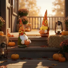   Őszi dekoráció - manó tökkel - 2 féle - 35 x 13 x 13 cm