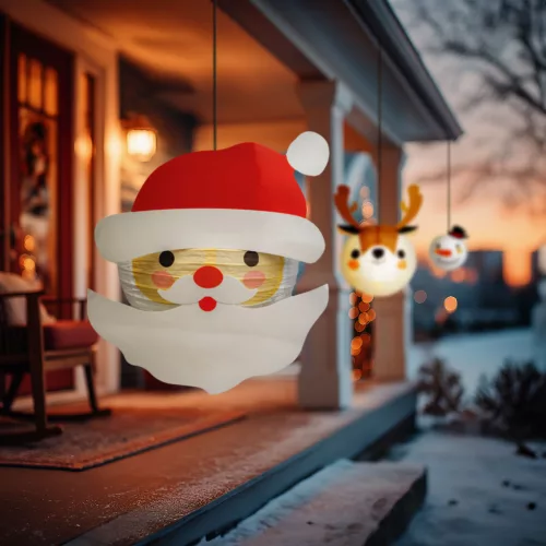 Karácsonyi lampion - Mikulás - papír - 30 cm
