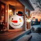 Karácsonyi lampion - hóember - papír - 30 cm