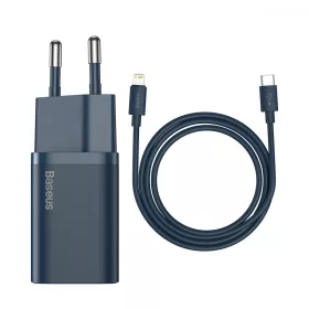   Baseus Super Si Quick Charger 1C 20W fali töltő 1 m-es USB-C-villámkábellel (kék)