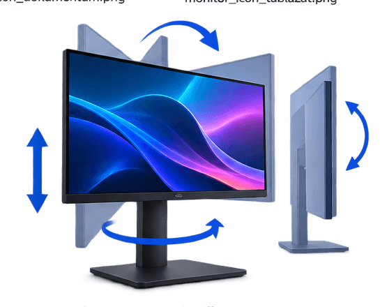 Ergonomikusan állítható monitor szemléltetése