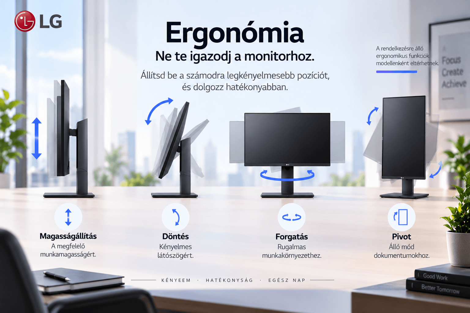 Ergonomikusan állítható üzleti monitor