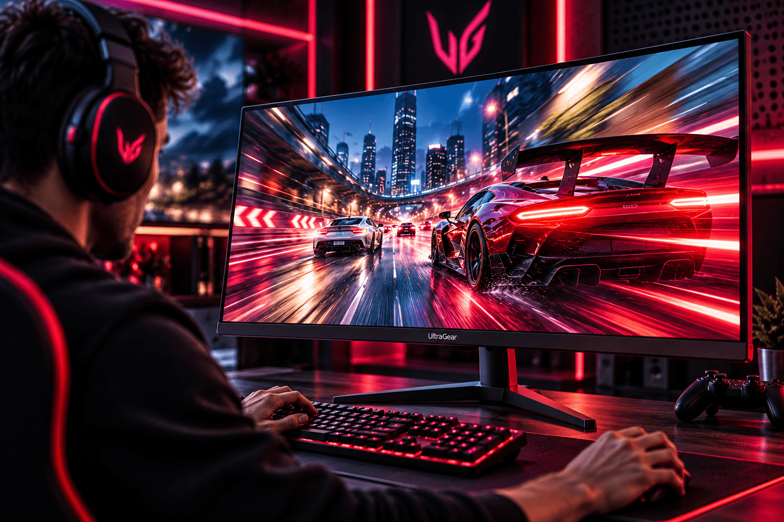Gyors játékjelenet Full HD gamer monitoron
