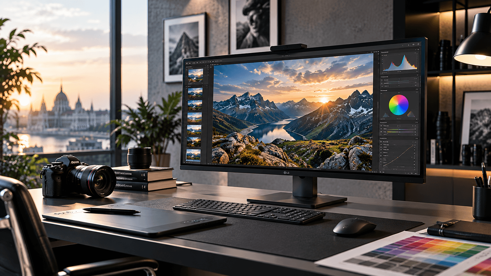 UltraFine professzionális monitor kreatív munkakörnyezetben