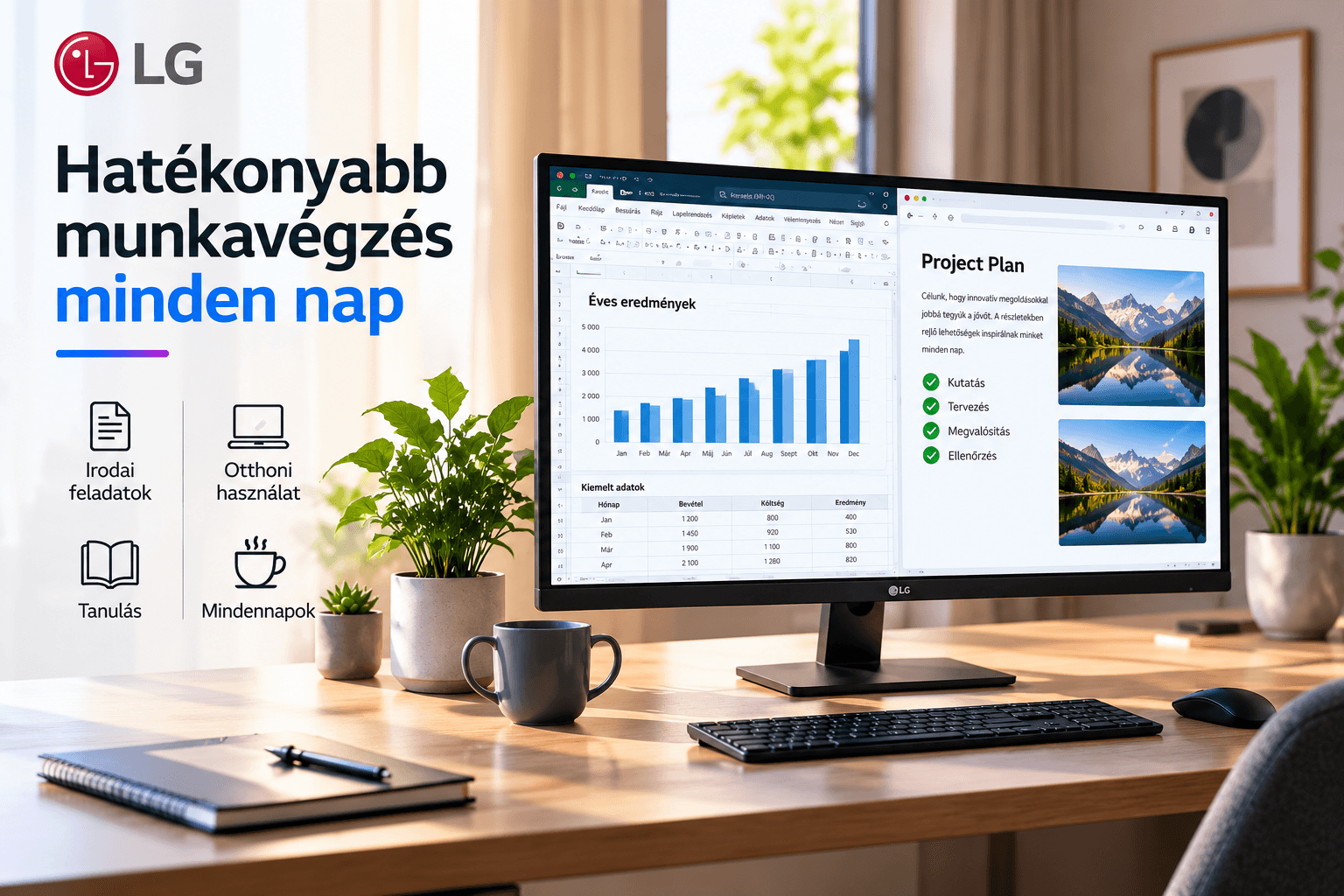 Full HD monitor modern otthoni és irodai környezetben