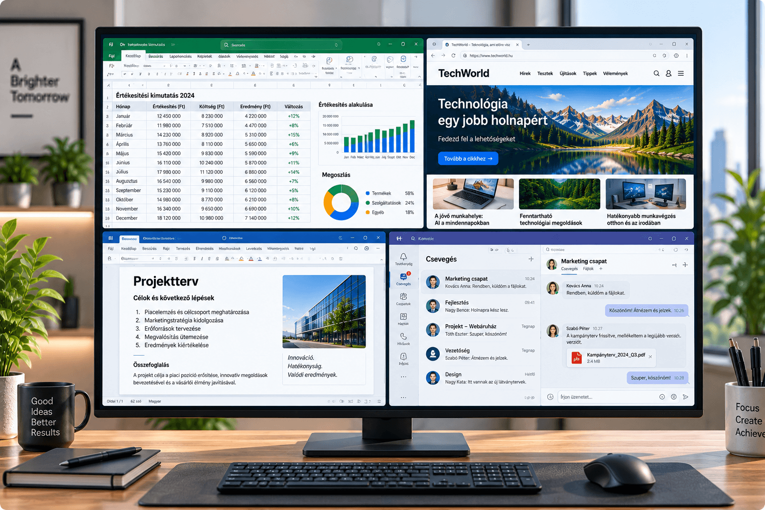 QHD monitor többablakos üzleti munkához