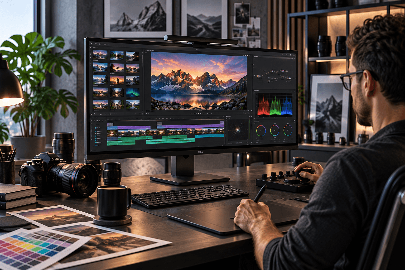 UltraFine monitor kreatív professzionális munkakörnyezetben
