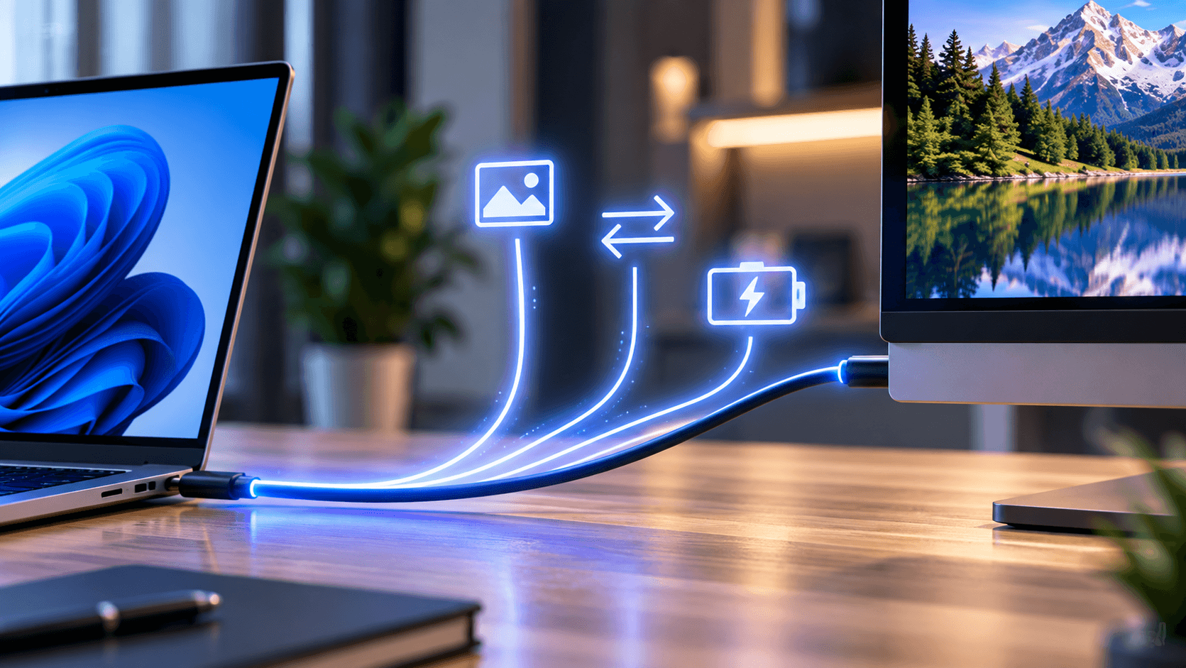 Notebook és monitor összekötése USB-C kábellel