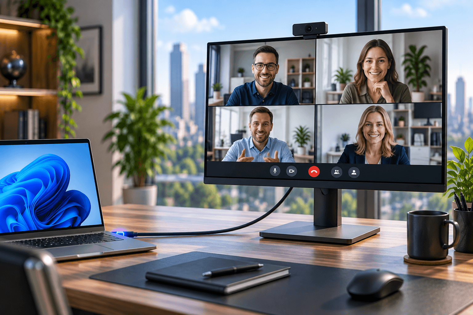 Webkamerás üzleti monitor online videóhíváshoz