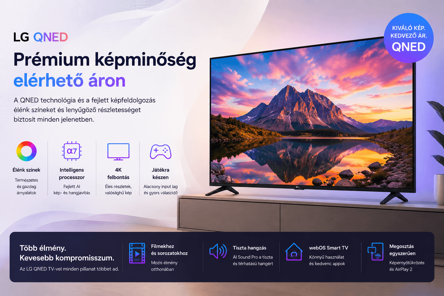 LG QNED TV 4K Smart TV színgazdag képminőséggel